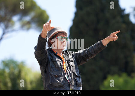 Andrea Satta, Tetes de Bois per il venerdì per il futuro (sciopero della scuola per il clima) e Greta Thunberg - Roma, Italia - 19 Aprile 2019 Foto Stock