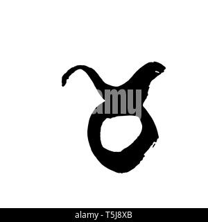 Segno zodiacale Toro. Vettore pennello asciutto illustrazione isolati su sfondo bianco. Illustrazione Vettoriale