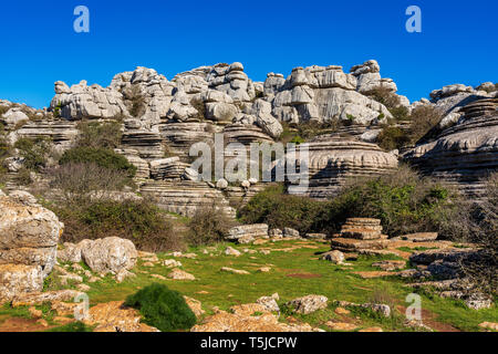 El Torcal de Antequera, Andalusia, Spagna, vicino a Antequera, provincia Malaga. Foto Stock