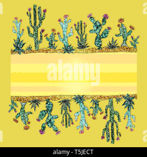 Telaio luminoso di cactus. Esotici tropicali delle frontiere. Foto Stock