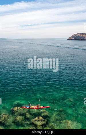 Kayak di mare, Espiritu Santo Isola, Baja California Sur, Messico. Foto Stock