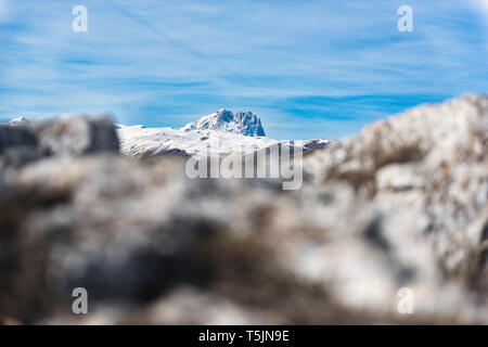 L'Italia, Abruzzo, del Gran Sasso e Monti della Laga National Park, il Corno Grande in inverno Foto Stock