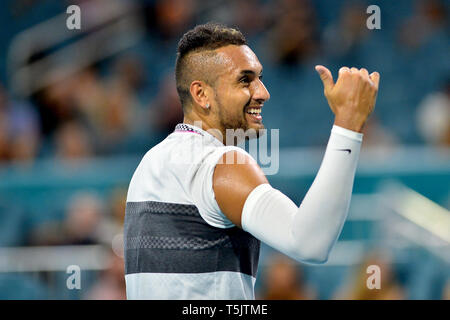 Giorno 7 del 2019 Miami Open, tenutasi al Hard Rock Stadium di Miami, Florida. Dotato di: Nick Kyrgios dove: Giardini di Miami, Florida, Stati Uniti quando: 24 Mar 2019 Credit: Johnny Louis/WENN.com Foto Stock