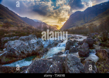 Cervi nella valle Etive, Highlands della Scozia Foto Stock