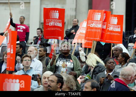 Stranieri in cittadini rally - "giustizia per i migranti!". Londra. 04.05.2009 Foto Stock