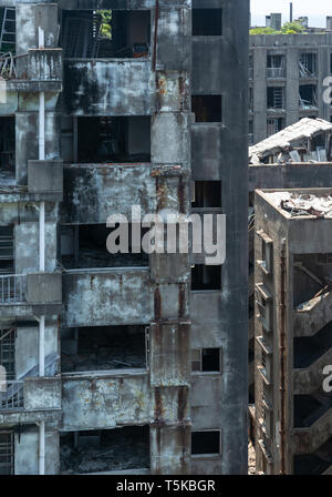 L'isola abbandonata di Hashima, al largo di Nagasaki, Giappone. Resa famosa nel film di James Bond 'Skyfall'. Foto Stock