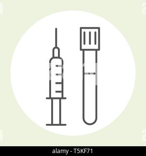 La siringa e la provetta icona - medico e di bellezza simbolo di iniezioni Illustrazione Vettoriale