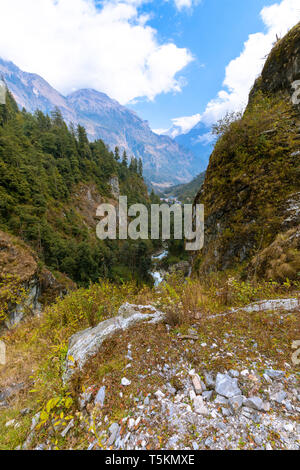 Questo incredibile vista sul modo circuito di Annapurna Nepal Foto Stock