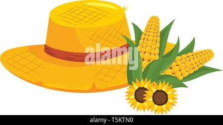 Festa junina brasile tradizionale celebrazione elementi partito cartoon illustrazione vettoriale graphic design Illustrazione Vettoriale