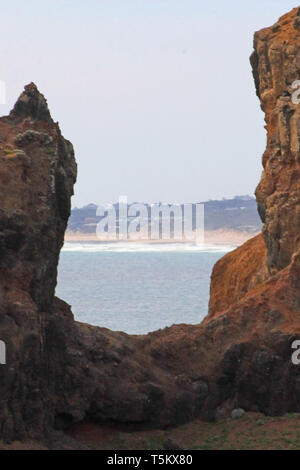 Cape Schank su Morningside Penisola è una popolare destinazione turistica, per la sua bellezza e la sua robustezza. Victoria, Australia Foto Stock