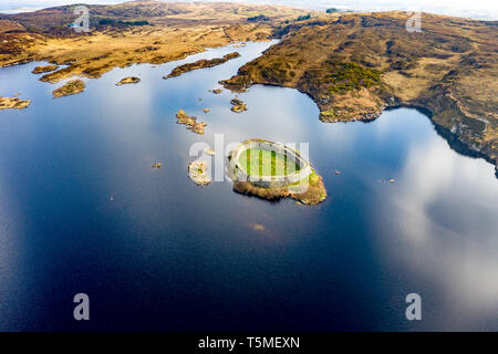 Vista aerea di Doon Fort da Portnoo - County Donegal - Irlanda. Foto Stock