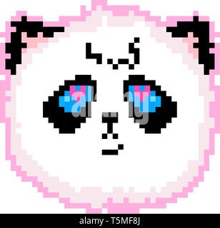 Panda faccia kawaii illustrazione vettoriale. Pixer art. Illustrazione Vettoriale