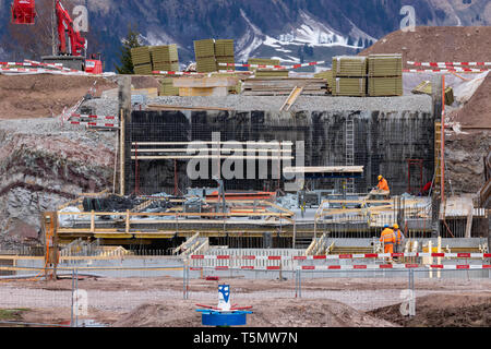 Gondola Maschgenkamm demolizione in Flumserberg, Svizzera. Foto Stock