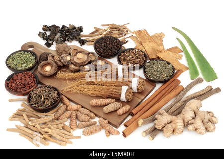 Adaptogen raccolta alimentare con erbe e spezie. Utilizzato in medicina di erbe per aiutare il corpo a resistere al danneggiamento per effetto di sollecitazioni. Foto Stock