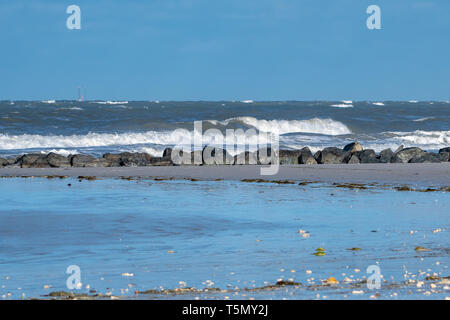 Onde che si infrangono sulla spiaggia su un golfo del Messico Beach in Florida Foto Stock