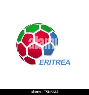 Banner di calcio. Illustrazione Vettoriale astratto del pallone da calcio con l' Eritrea bandiera nazionale di colori Illustrazione Vettoriale