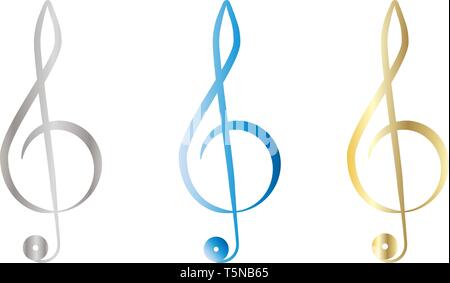 Set di vettore di chiave di violino su sfondo bianco Illustrazione Vettoriale