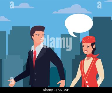 Assistente di Volo e imprenditore parlando del Labor Day illustrazione vettoriale Illustrazione Vettoriale