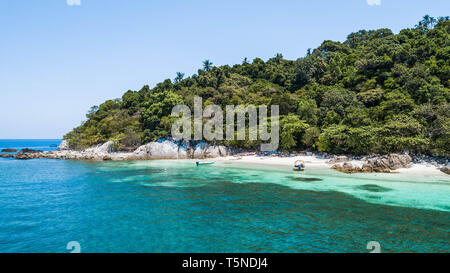 Vacanza tropicale banner. Vista aerea di esotica spiaggia paesaggio di sfondo o sfondo. Estate vacanze concept Foto Stock