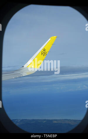 Royal Brunei Airlines logo su aereo wing Foto Stock