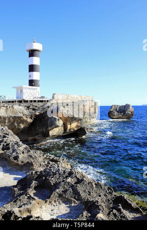 Sa Puntassa faro a Faro di Colonia Sant Jordi a Maiorca, SPAGNA Foto Stock