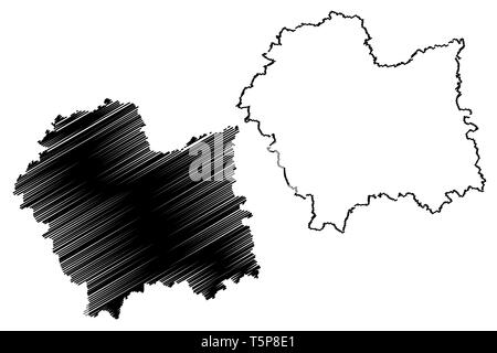 La Piccola Polonia Voivodato (divisioni amministrative della Polonia, voivodati della Polonia) mappa illustrazione vettoriale, scribble schizzo Piccola Polonia Provincia Illustrazione Vettoriale