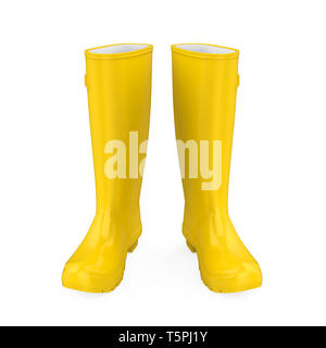 Giallo Gumboots isolato Foto Stock