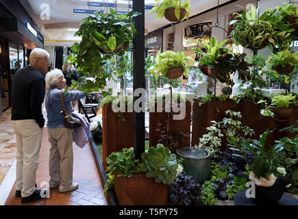 Costa Mesa, Stati Uniti d'America. 26 apr, 2019. Visitare la gente del Sud California Spring Garden Show in South Coast Plaza in Costa Mesa, Stati Uniti, 25 aprile 2019. Credito: Li Ying/Xinhua/Alamy Live News Foto Stock