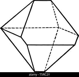 Un ottaedro distorto schema. Si tratta di un poliedro con otto facce. È il modulo principale del sistema isometrica, vintage disegno della linea di incisione o il Illustrazione Vettoriale