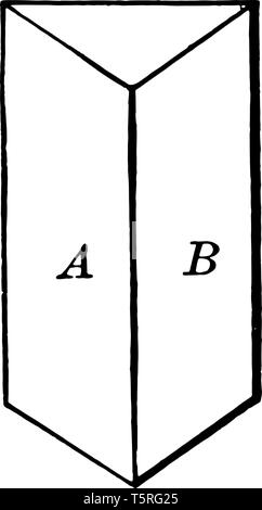 L'immagine mostra un prisma triangolare a tre facciate prisma; è un poliedro fatta di una base triangolare e 3 lati che uniscono i lati corrispondenti, v Illustrazione Vettoriale