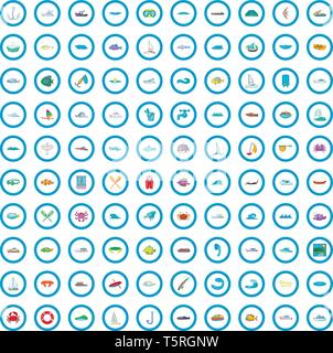 D'ACQUA 100 set di icone, stile cartoon Illustrazione Vettoriale