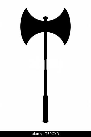 Un Battleax sagoma scura isolati su sfondo bianco Illustrazione Vettoriale