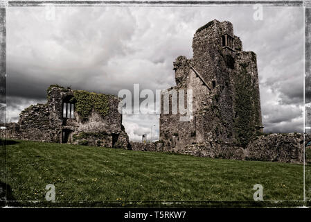 Rovinato ma ancora imponenti resti di quella che una volta era una grande nonnina castello vicino a Waterford in Irlanda. Foto Stock