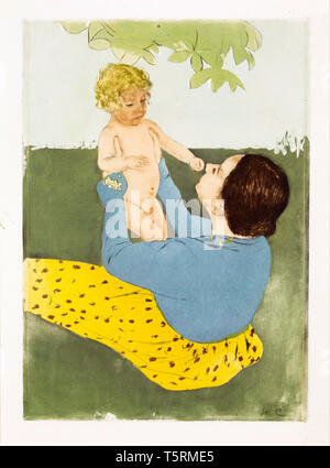 Mary Cassatt, sotto il Cavallo Castagno, stampa a secco a colori, circa 1896 Foto Stock