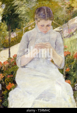 Mary Cassatt, ragazza in giardino, pittura, c. 1880-1882 Foto Stock