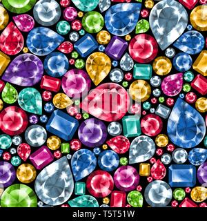 Seamless colorate Pietre preziose Diamanti pattern. Gioielli di lusso. sfondo Foto Stock