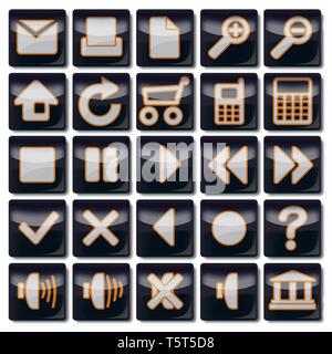 Nero business web icone Illustrazione Vettoriale