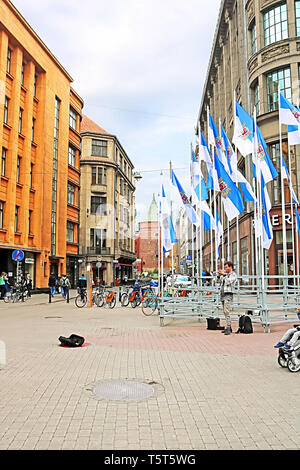 RIGA, Lettonia - 28 agosto 2018: Vista di Valnu Street Foto Stock