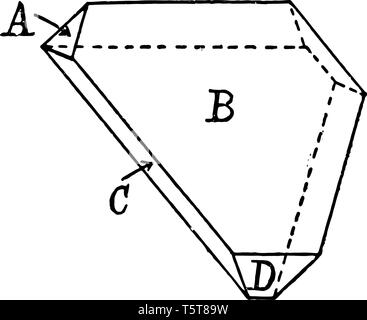 Un piatto schema ottaedro o doppia quattro facciate piramide. Si tratta di un poliedro con otto facce. È il modulo principale del sistema isometrica, linea vintage Illustrazione Vettoriale