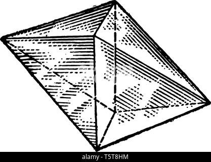 Un diagramma dell'ottaedro obliquo. Si tratta di un poliedro con otto facce. È il modulo principale del sistema isometrica, vintage disegno della linea o engravi Illustrazione Vettoriale