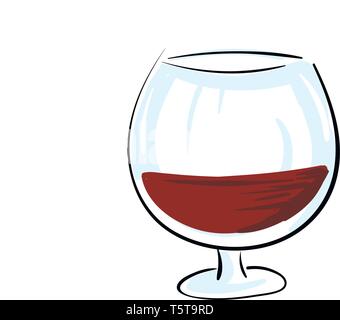 Rosso scuro cognac in un bicchiere illustrazione vettoriale su sfondo bianco. Illustrazione Vettoriale