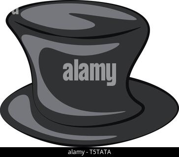 Mago nero cartoon hat con la quale egli svolge i trucchi e tira fuori i conigli del vettore è il colore di disegno o illustrazione Illustrazione Vettoriale