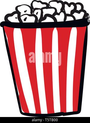 Rosso e bianco scatola straped di popcorn illustrazione vettoriale su sfondo bianco Illustrazione Vettoriale