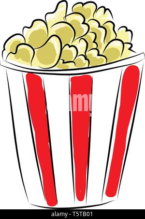 Il bianco e il rosso scatola di popcorn illustrazione vettoriale su sfondo bianco Illustrazione Vettoriale