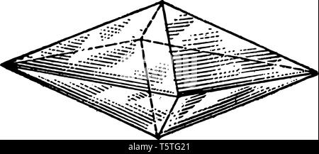 Un ottaedro destra diagramma con una base rombica o doppia quattro facciate piramide. Si tratta di un poliedro con otto facce. È la principale forma di isometrico Illustrazione Vettoriale