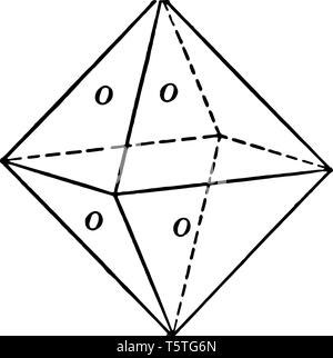 Un ottaedro o doppio schema piramidale con quattro lati. Si tratta di un poliedro con otto facce. È il modulo principale del sistema isometrica, vintage lin Illustrazione Vettoriale