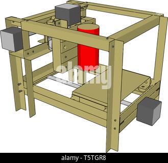 Illustrazione vettoriale di una macchina CNC su sfondo bianco Illustrazione Vettoriale