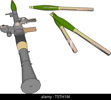 3D illustrazione vettoriale su sfondo bianco di un militare di spalla cotta rocket launcher Illustrazione Vettoriale