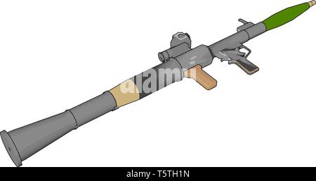 3D illustrazione vettoriale su sfondo bianco di un militare di spalla cotta rocket launcher Illustrazione Vettoriale