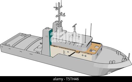 Semplice cartoon di un bianco blu battaglia navale illustrazione vettoriale su sfondo bianco Illustrazione Vettoriale